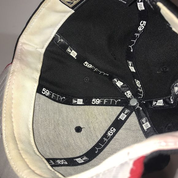 Vintage Miami Heat Hat Cap Retro Fitted Mens 7 1/2 Black Red New Era NBA HWC - Picture 8 of 8